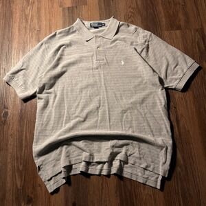 Polo by Ralph Lauren XXL Polo Shirt Gray Striped Short Sleeve‎ Classic Menswear